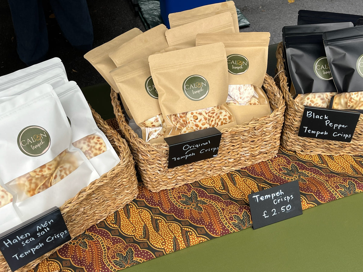 Three flavours of tempeh crisps / tempe chips