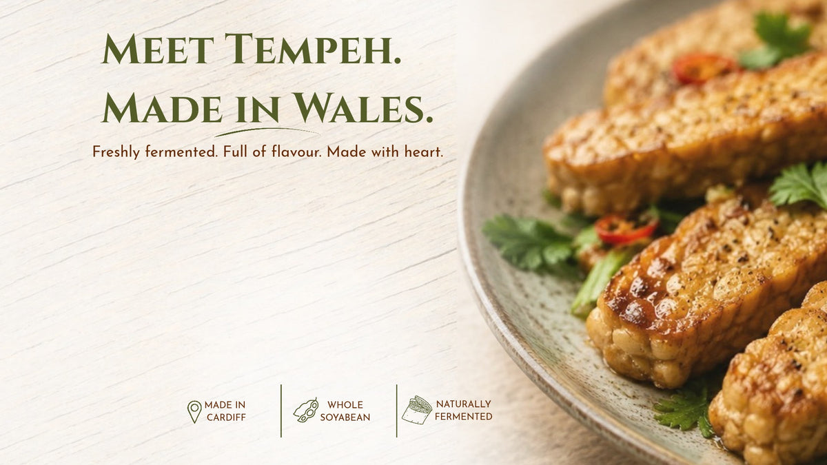 Calon Tempeh. Discover traditionally fermented tempeh made in small batches in Cardiff, inspired by Indonesia. From fresh tempeh for everyday cooking to crunchy tempeh crisps /tempe chips for snacking, find a new favourite plant-based food. Made in Cardiff. Whole soyabean. Naturally fermented. 